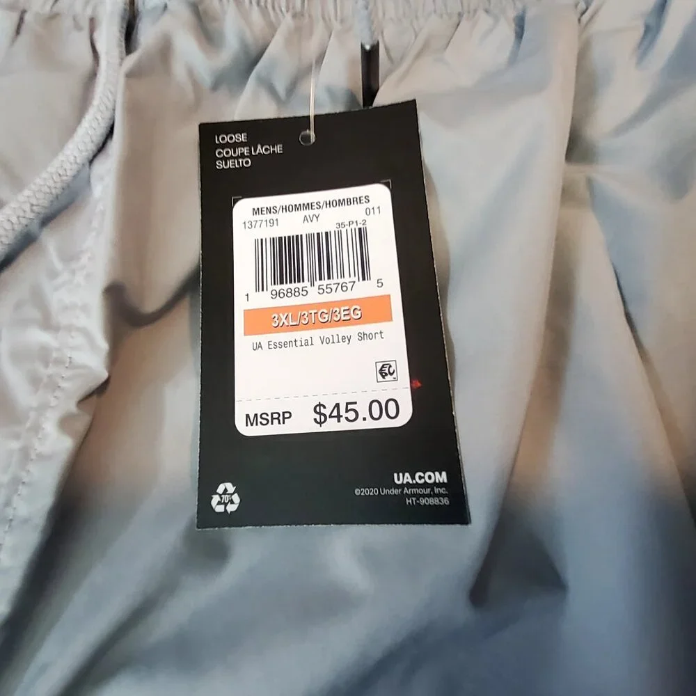 Under Armour Mens Loose-Fit Grey Athletic Shorts 3XL With Pockets & Drawstring - Picture 7 of 11
